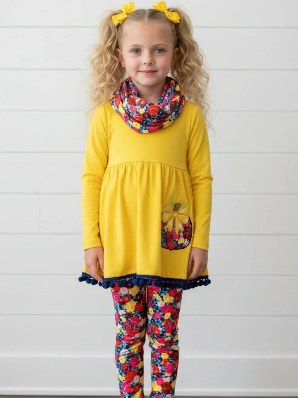Floral & Pumpkin 3 Pc. Outfit, girls, Fall, NWT